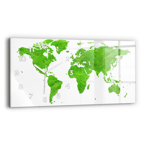 Glass wall clock rectangular Green grass map
