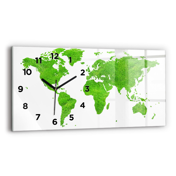 Glass wall clock rectangular Green grass map