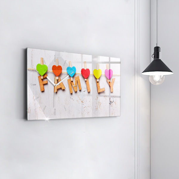 Glass wall clock rectangular The inscription family
