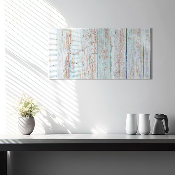 Glass wall clock rectangular Pastel Wood