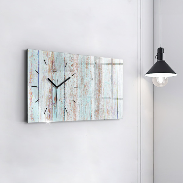 Glass wall clock rectangular Pastel Wood