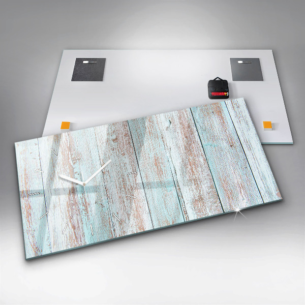 Glass wall clock rectangular Pastel Wood