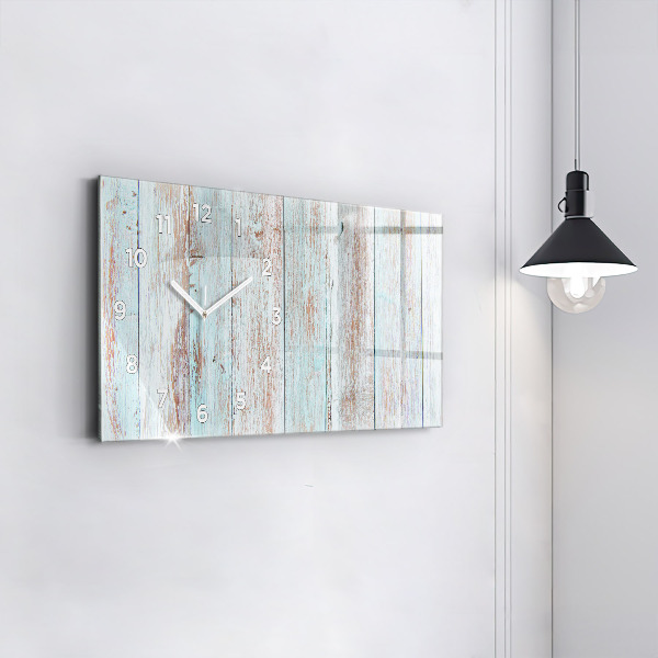 Glass wall clock rectangular Pastel Wood