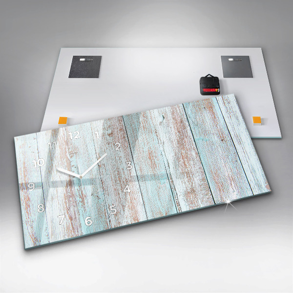 Glass wall clock rectangular Pastel Wood