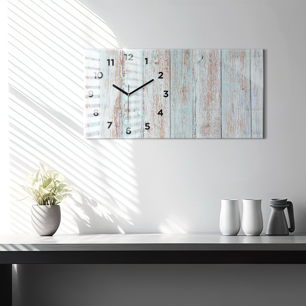 Glass wall clock rectangular Pastel Wood