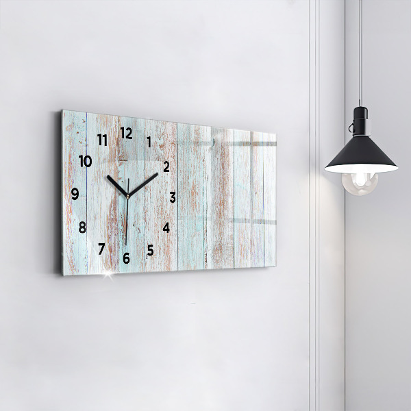 Glass wall clock rectangular Pastel Wood