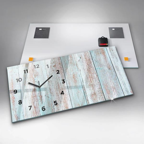 Glass wall clock rectangular Pastel Wood