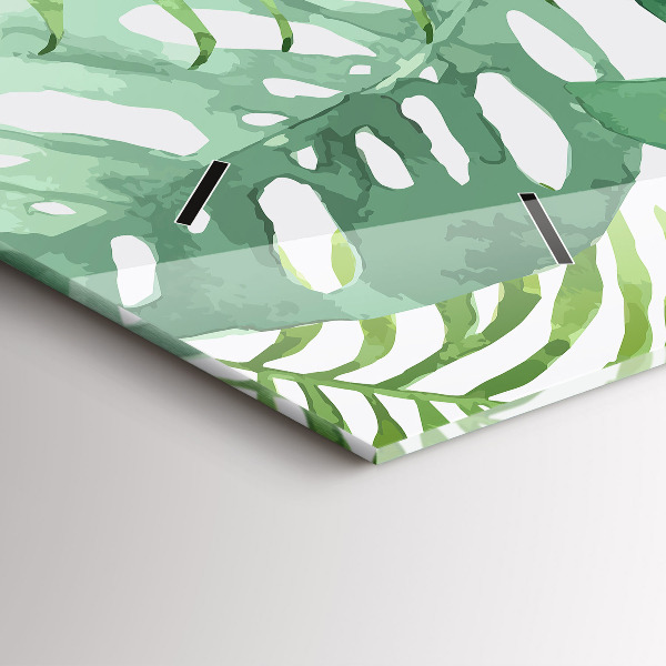 Glass wall clock rectangular Green leaves