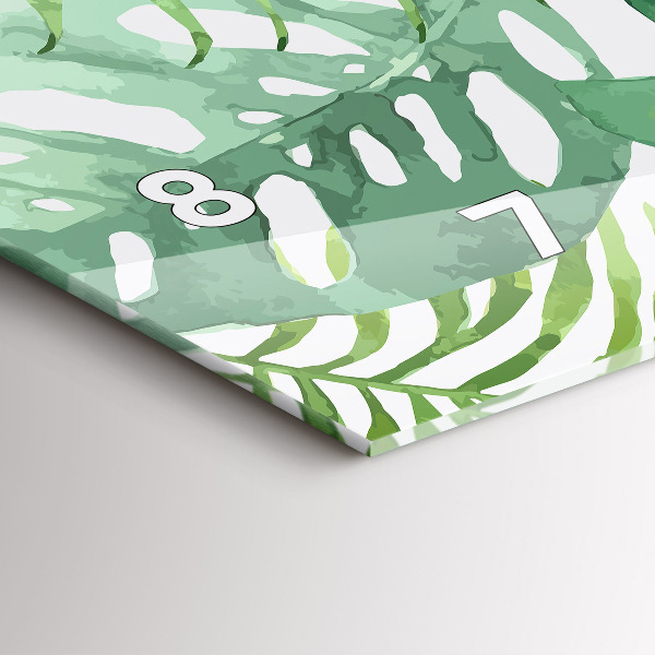 Glass wall clock rectangular Green leaves