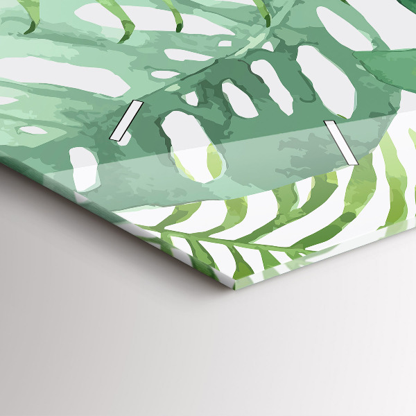 Glass wall clock rectangular Green leaves