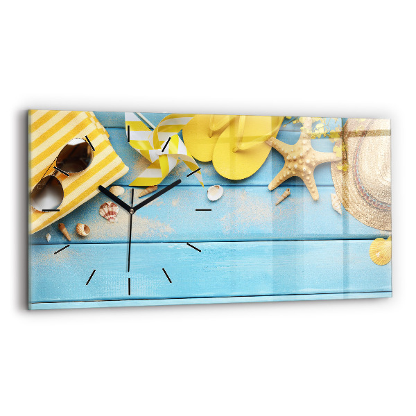 Glass wall clock rectangular Beach accessories