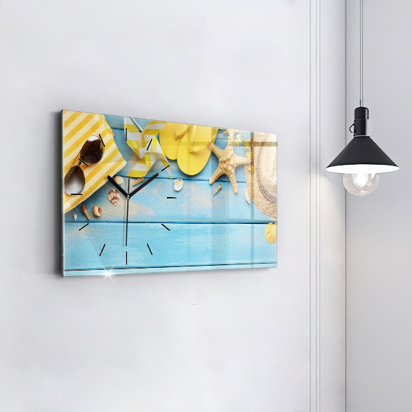 Glass wall clock rectangular Beach accessories