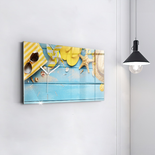 Glass wall clock rectangular Beach accessories