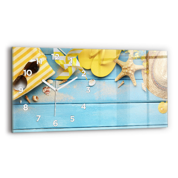 Glass wall clock rectangular Beach accessories
