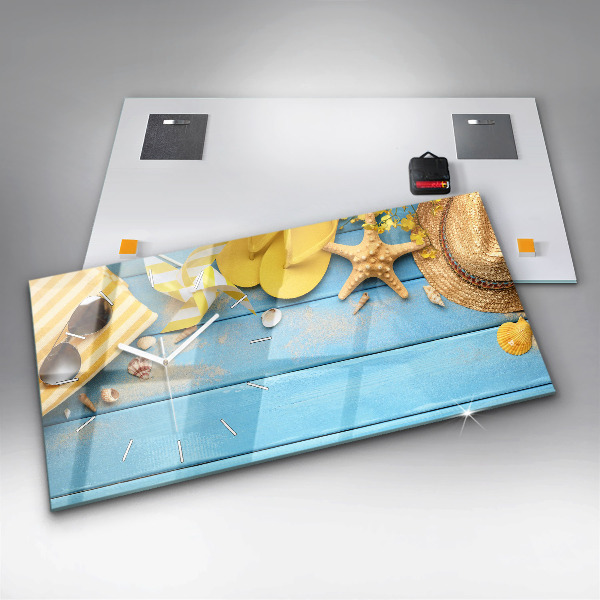 Glass wall clock rectangular Beach accessories