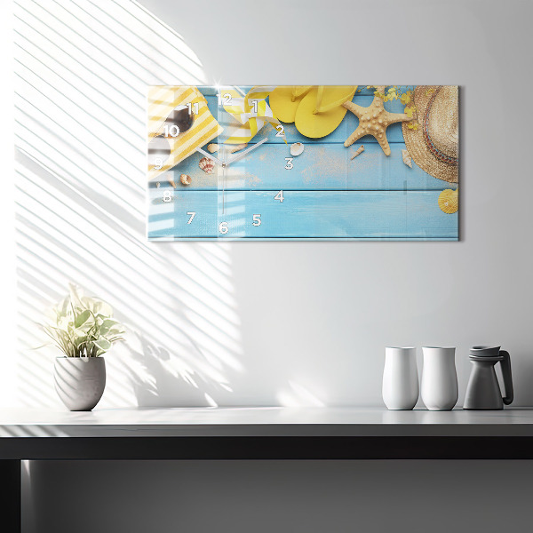 Glass wall clock rectangular Beach accessories