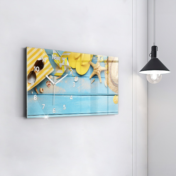 Glass wall clock rectangular Beach accessories