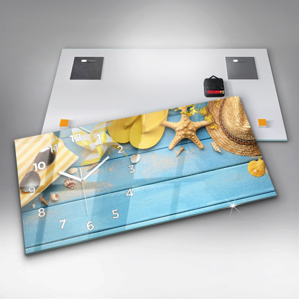 Glass wall clock rectangular Beach accessories