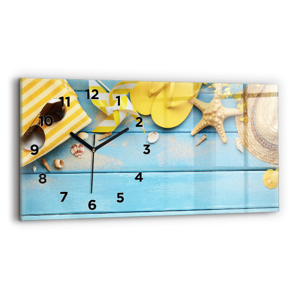 Glass wall clock rectangular Beach accessories