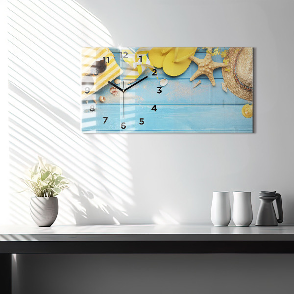 Glass wall clock rectangular Beach accessories