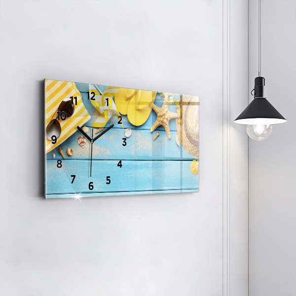 Glass wall clock rectangular Beach accessories