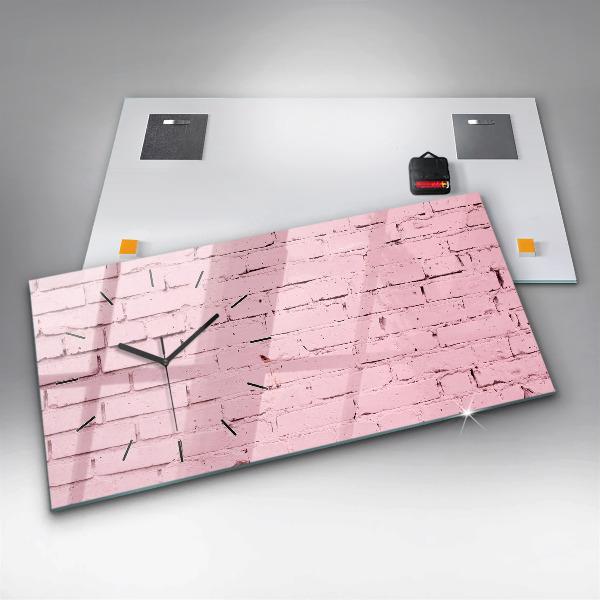 Glass wall clock rectangular Brick wall