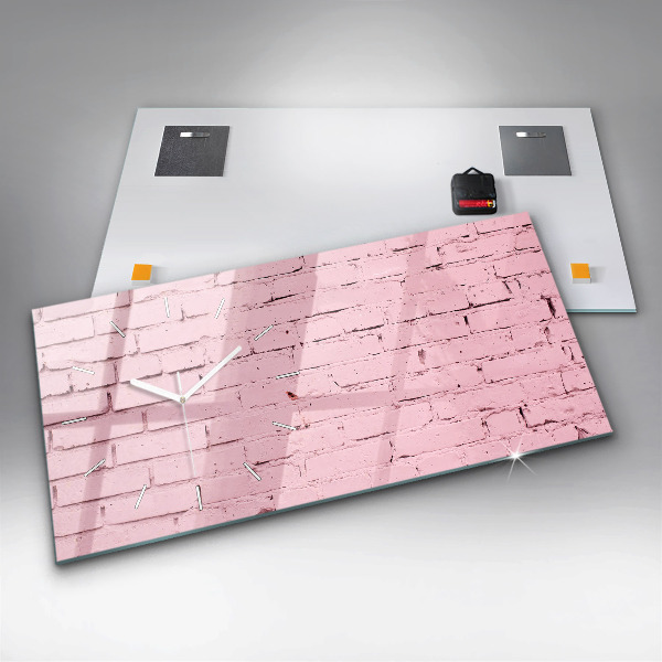 Glass wall clock rectangular Brick wall
