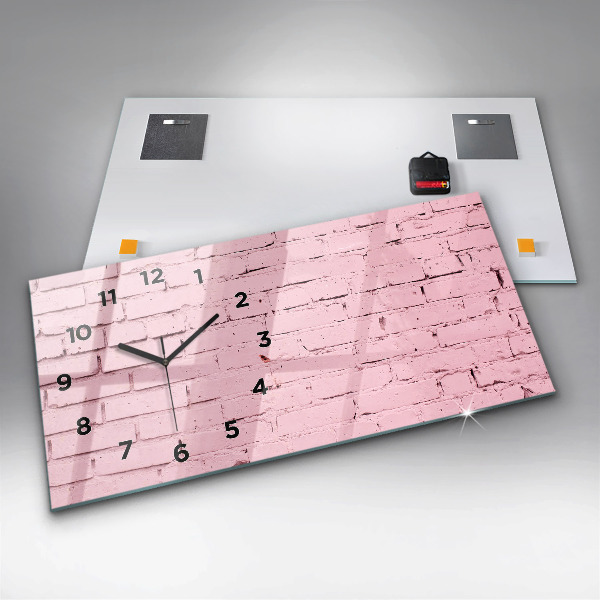 Glass wall clock rectangular Brick wall
