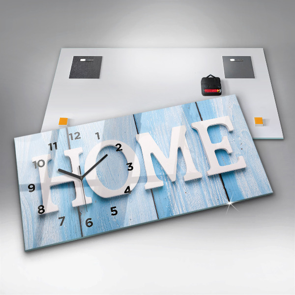 Glass wall clock rectangular The inscription house