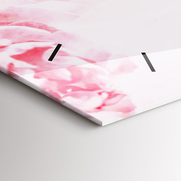 Glass wall clock rectangular Blooming flowers