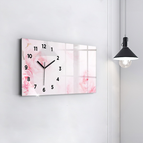 Glass wall clock rectangular Blooming flowers