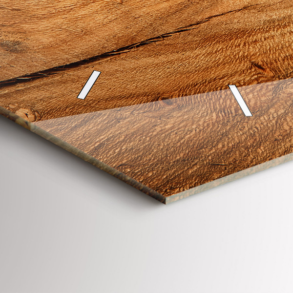 Glass wall clock rectangular Wood texture