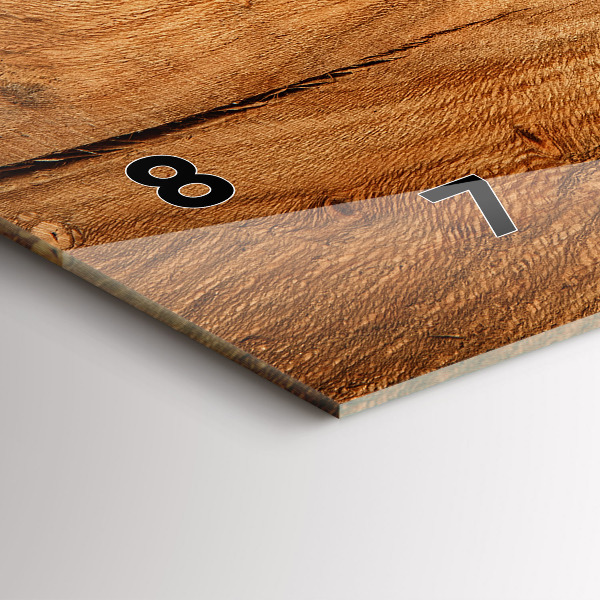 Glass wall clock rectangular Wood texture