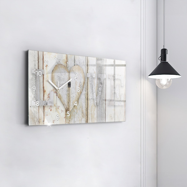 Glass wall clock rectangular The inscription love