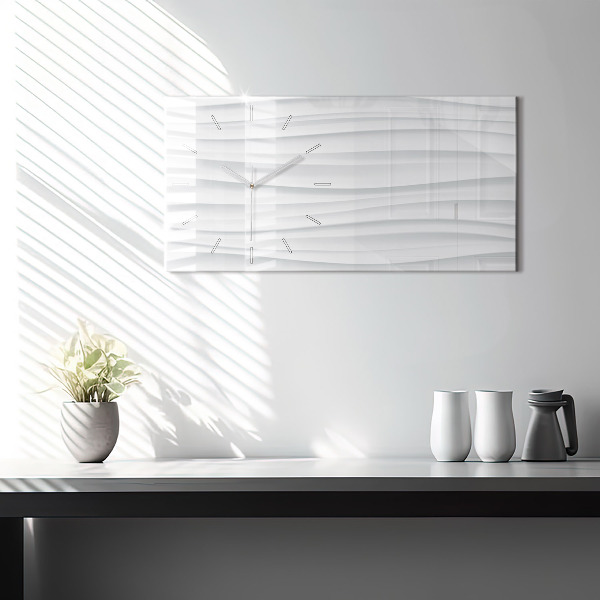 Glass wall clock rectangular Waves texture