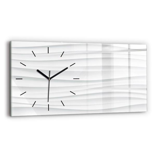 Glass wall clock rectangular Waves texture