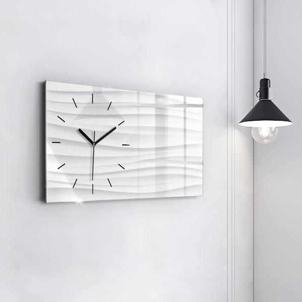 Glass wall clock rectangular Waves texture
