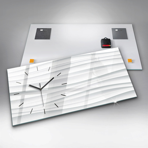 Glass wall clock rectangular Waves texture
