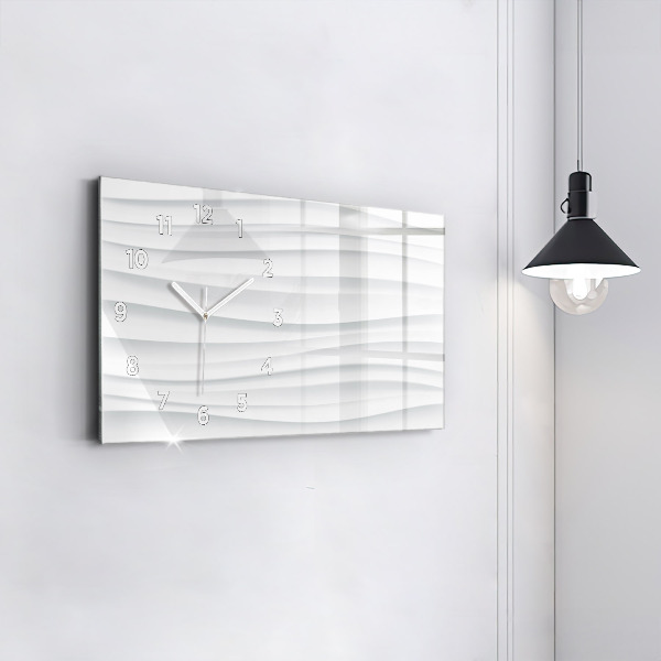 Glass wall clock rectangular Waves texture
