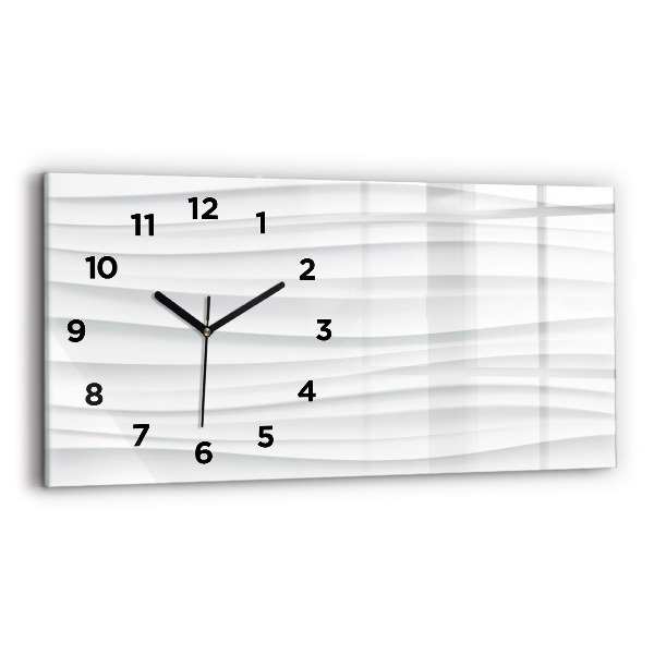 Glass wall clock rectangular Waves texture