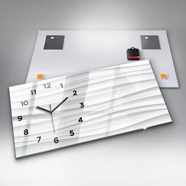 Glass wall clock rectangular Waves texture