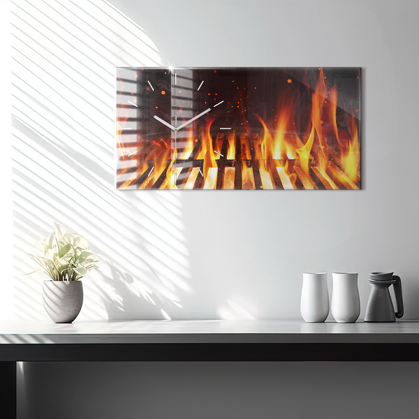 Glass wall clock rectangular Grill