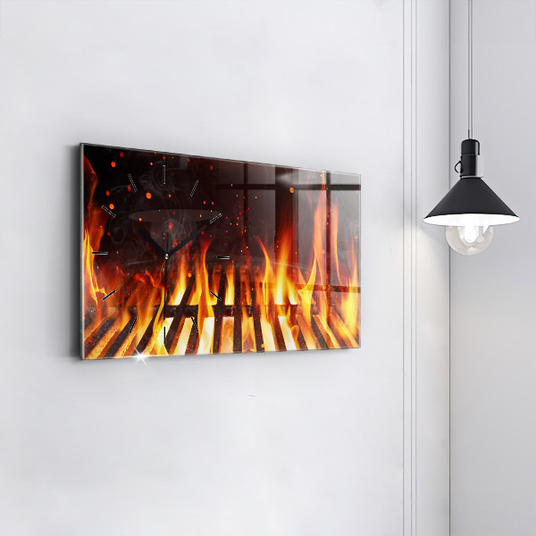 Glass wall clock rectangular Grill
