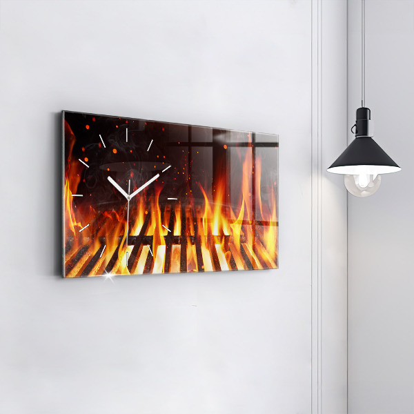 Glass wall clock rectangular Grill