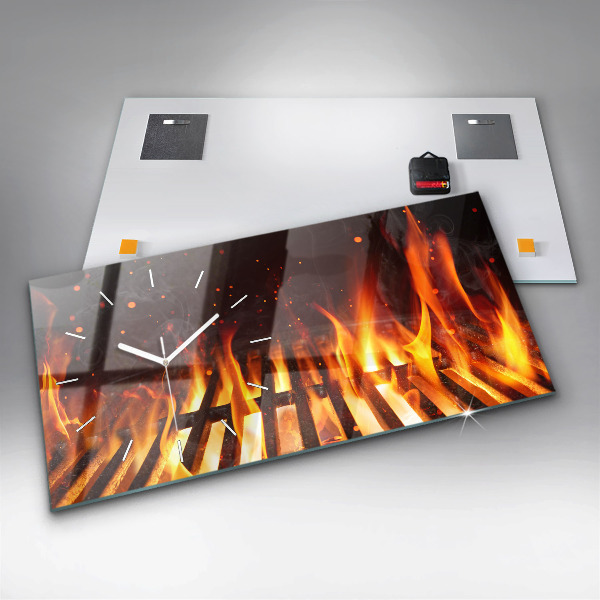 Glass wall clock rectangular Grill
