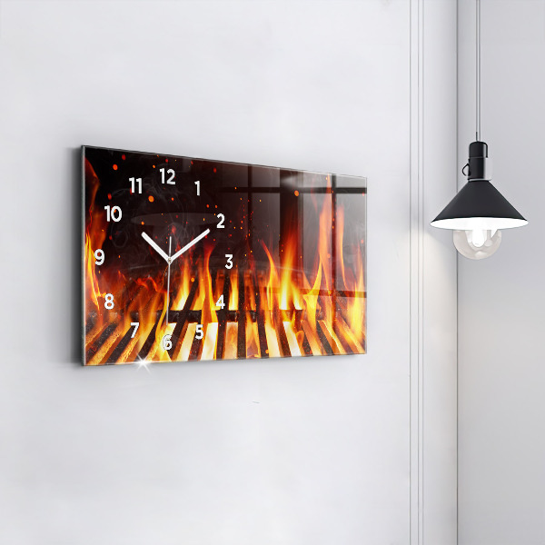 Glass wall clock rectangular Grill
