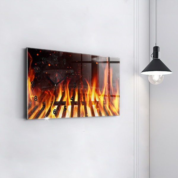 Glass wall clock rectangular Grill