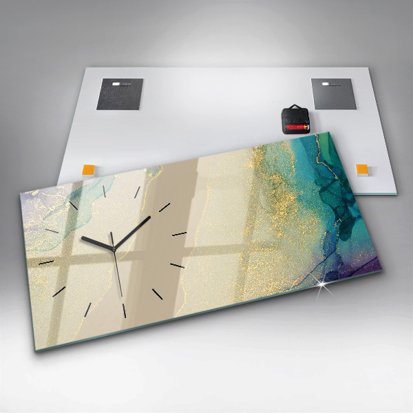 Glass wall clock rectangular Elegant abstraction