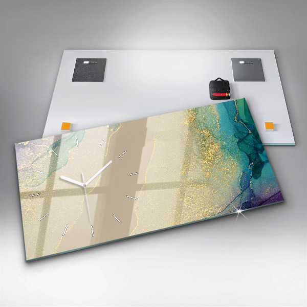 Glass wall clock rectangular Elegant abstraction