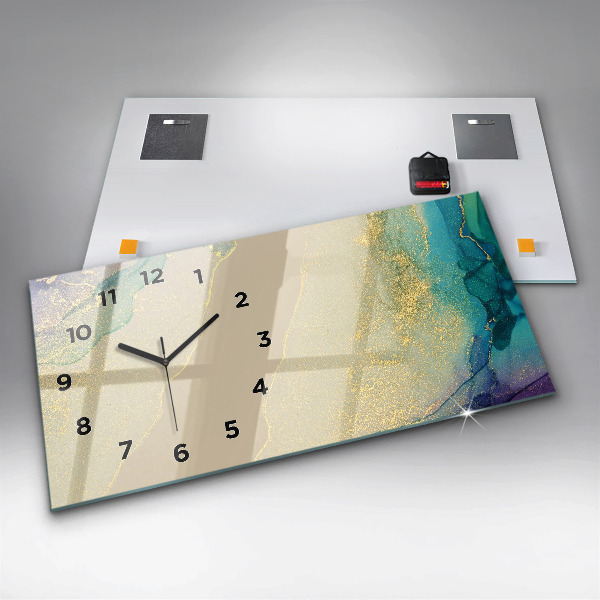 Glass wall clock rectangular Elegant abstraction